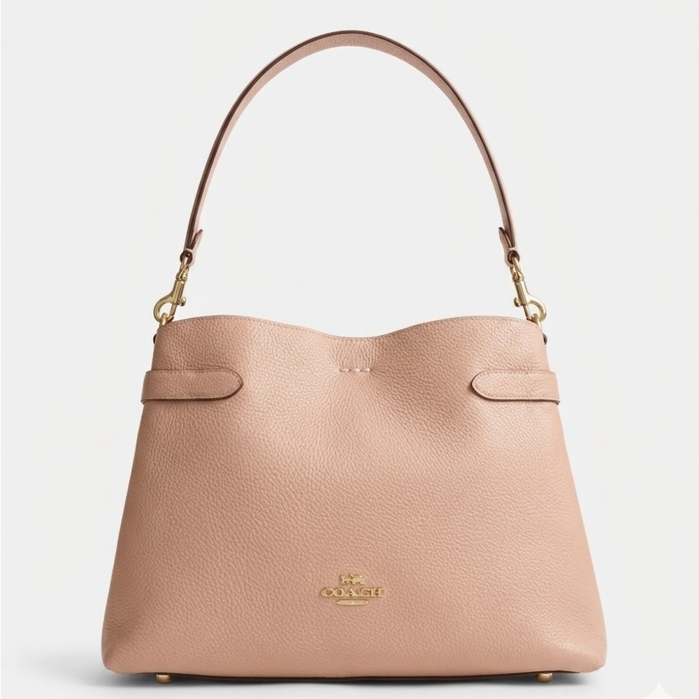 Coach Hanna Shoulder Bag Leather Pink
